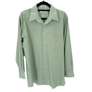 Van Heusen Mens Wrinkle-Free Green Long-Sleeve Button-Up Shirt 16 1/2 32/33 L